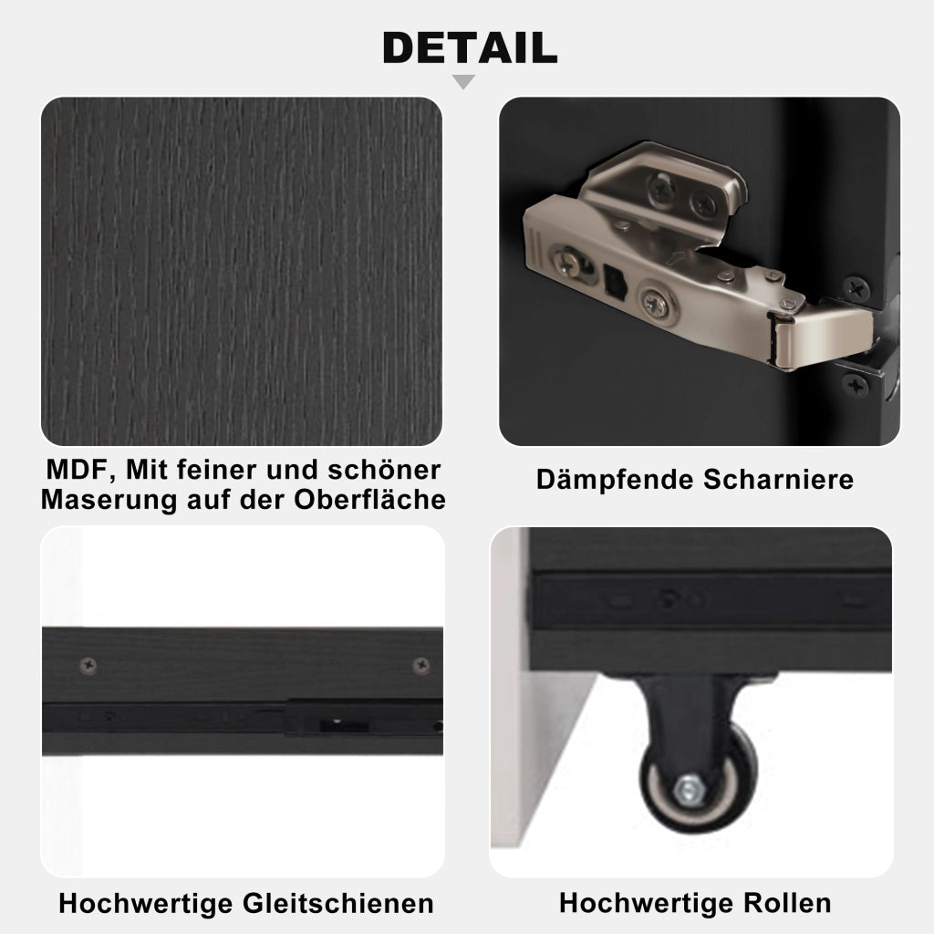 Vetrina con Porta in Vetro e LED; con Ripiano Laterale Estraibile; Stile Moderno; in MDF e Vetro; Nero; 110;5??35??160 cm