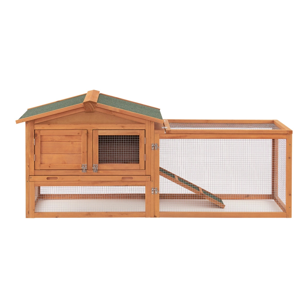 Conigliera 'Oberursel' (AxLxP): 68 x 156 x 52 cm Gabbia Recintata con Casetta in Legno [en.casa]