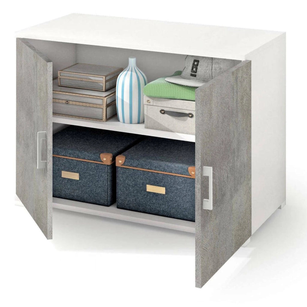 Serafinito, Armadio Multiuso 2 Ante un Ripiano Made in Italy, 90x66h cm Grigio Cemento
