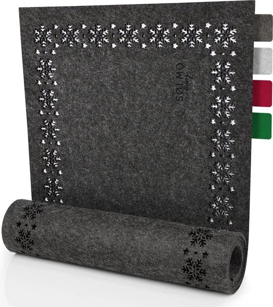 Tavolo Decorativo in Pelliccia - Pelliccia Tavolo Invernale Grigia Scura di Pelliccia come Decorazione per Tavolo - Pelliccia Tavolo Copertura Invernale (100x30 cm)