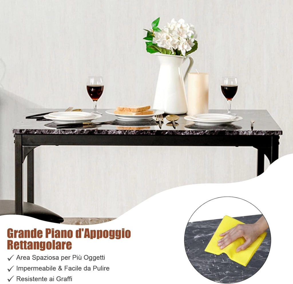 Tavolo Cucina con 2 Sgabelli, Tavolo Alto con 2 Sgabelli Senza Schienale in Similpelle da Cucina, Sala da Pranzo e Soggiorno, Tavolo Bar con Sgabelli Moderno per Spazi Piccoli (Nero)