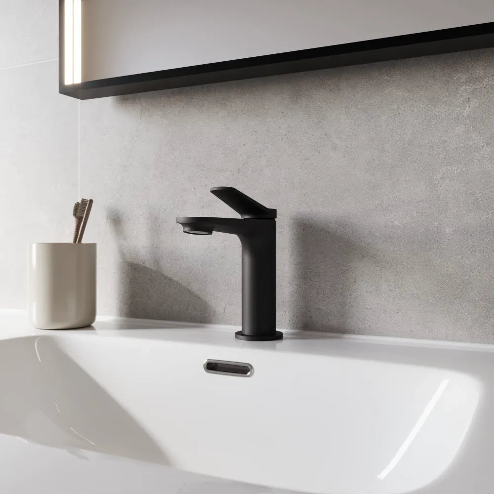 Set miscelatori: lavabo bidet senza scarico e incasso doccia c/deviatore nero opaco | Anne