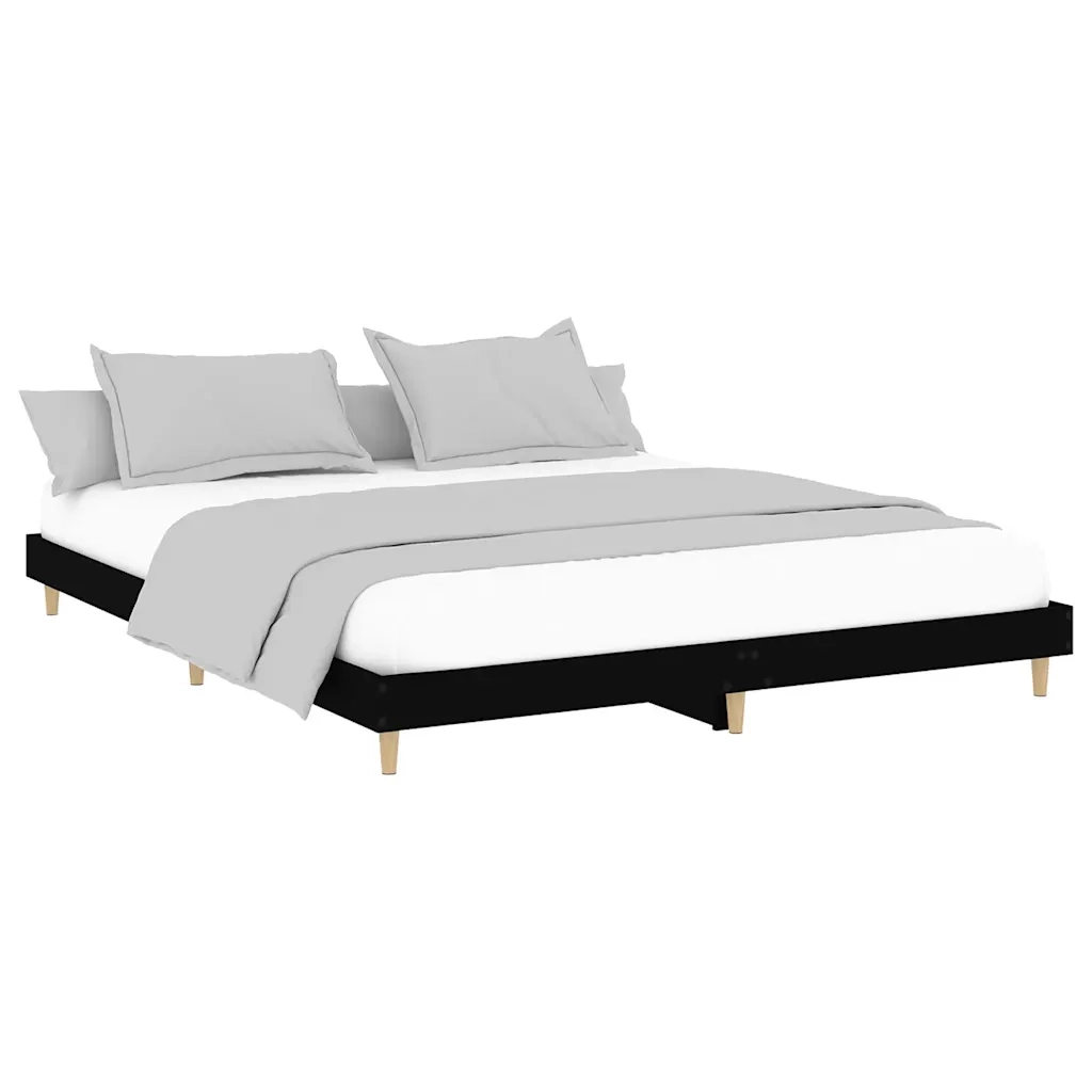 Letto matrimoniale | Letto per adulti | Giroletto Nero 120x200 cm in Legno Multistrato