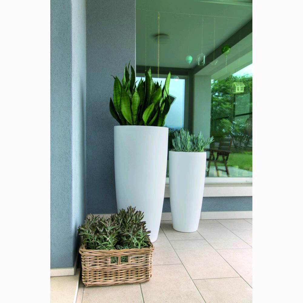 Vaso a Colonna Colore Bianco 33x70H cm in Resina per interni ed esterni