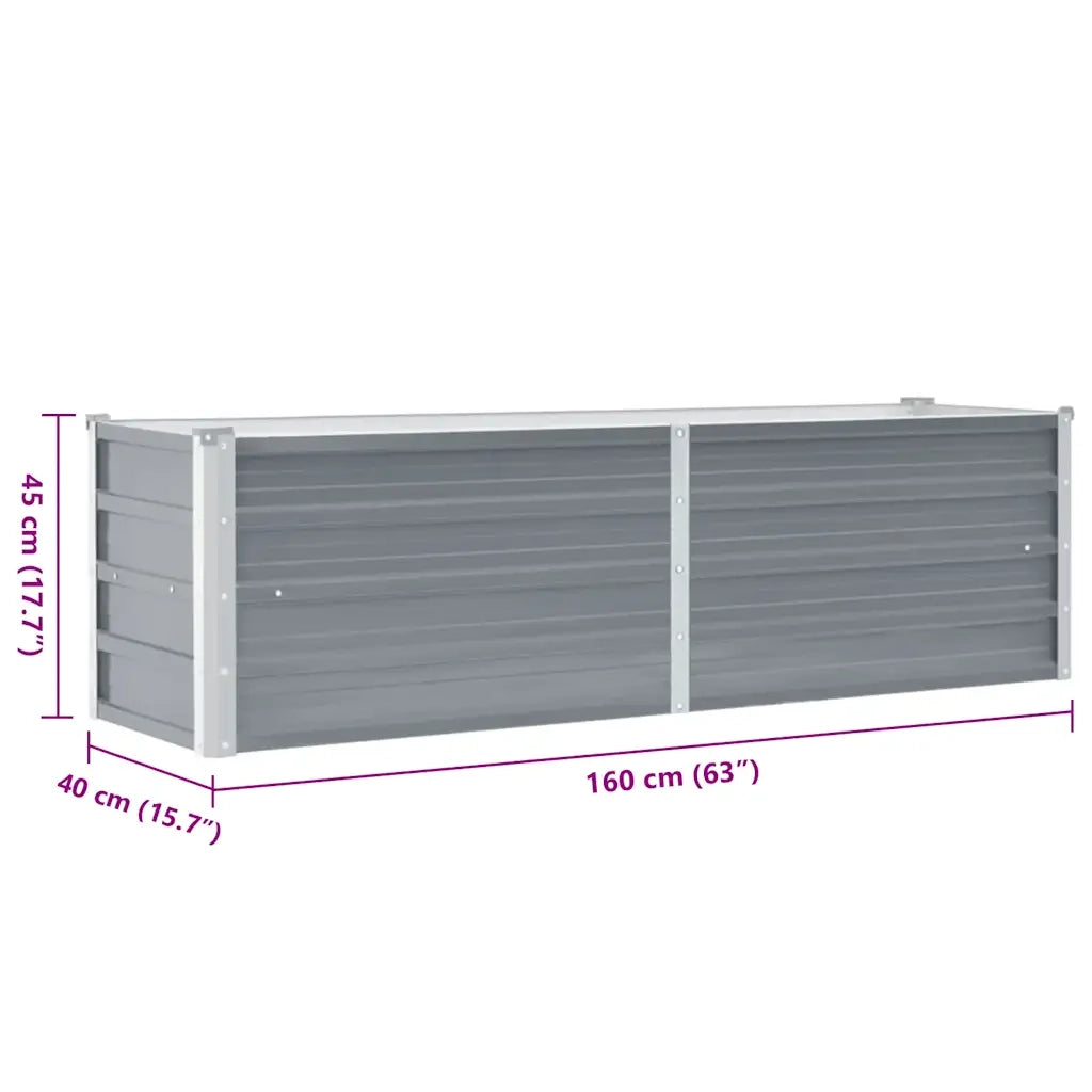 Letto Rialzato Giardino in Acciaio Zincato 160x40x45 cm Grigio 44850