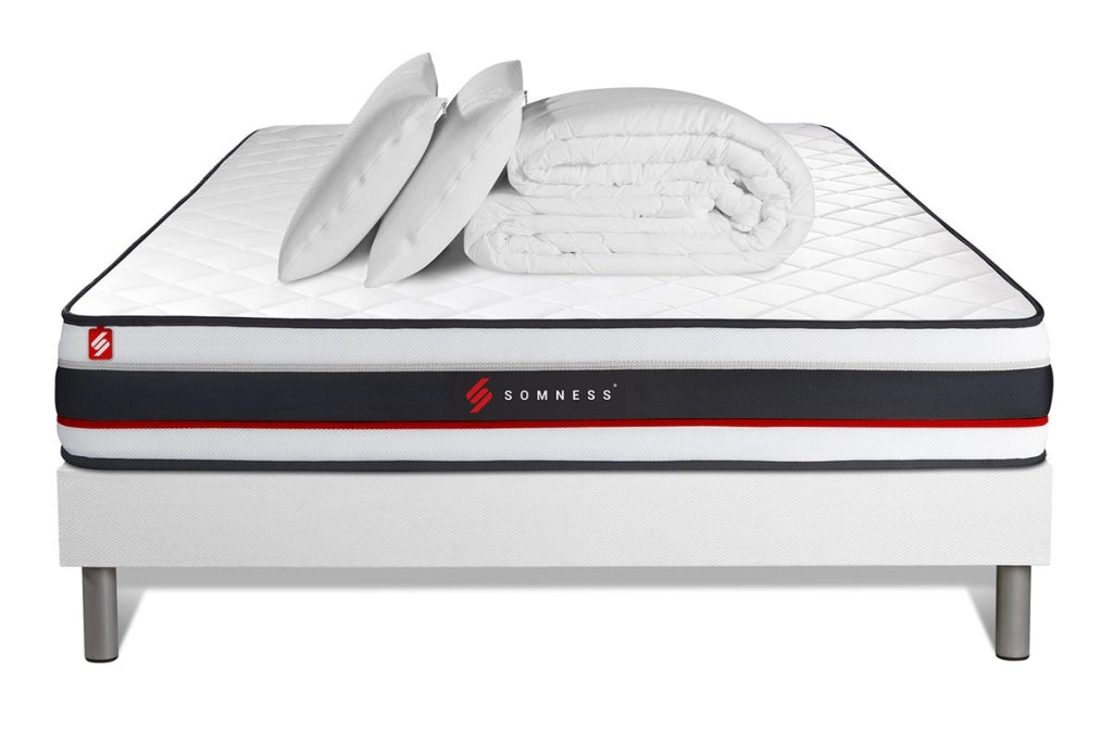 Pacchetto letto completo - Materasso 180x200cm + Box spring con doghe (kit) + 2 cuscini + Piumino - Modulo
