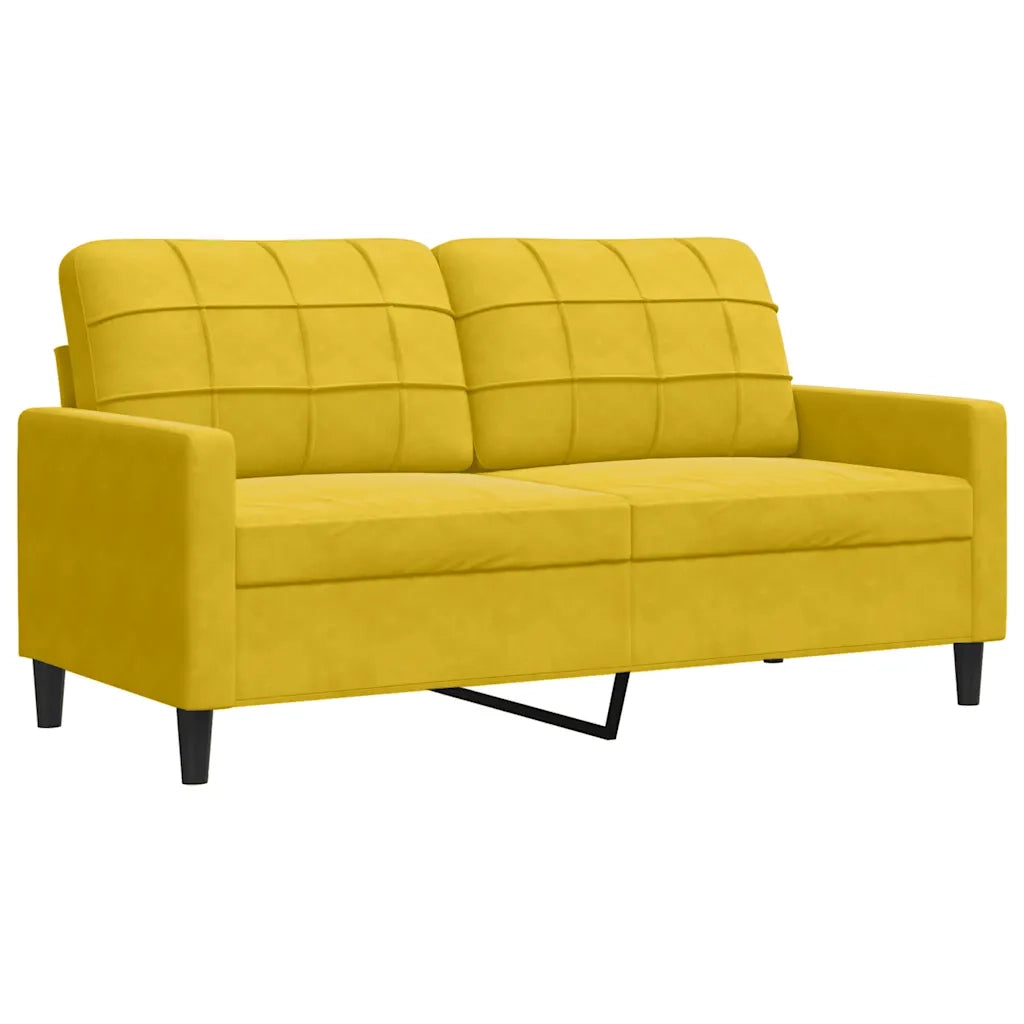 Set di Divani 3 pz con Cuscini e Rinforzi Giallo in Velluto