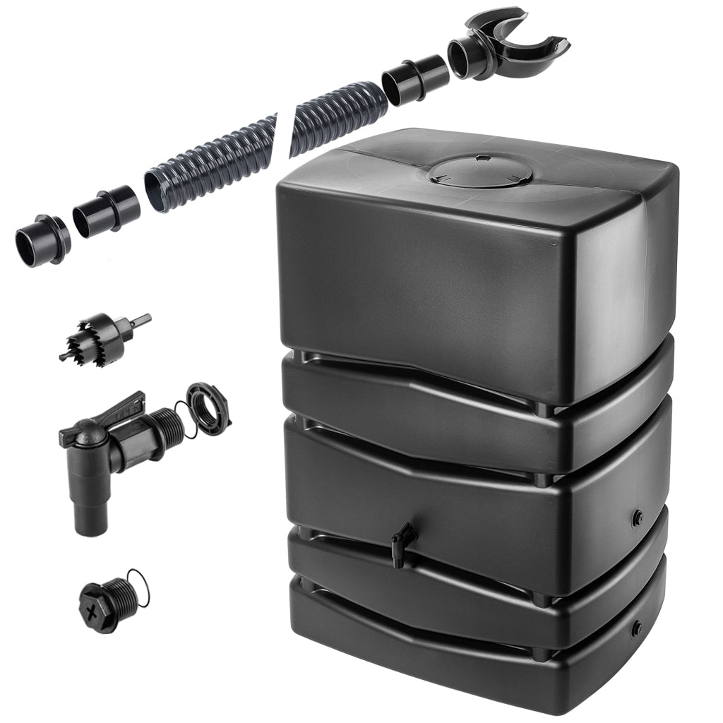 Serbatoio per acqua piovana KADAX 450L, barile d'acqua con rubinetto, contenitore antracite Kadax