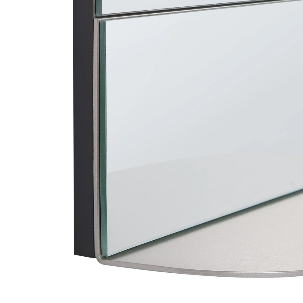 Specchio da parete in metallo argento 40 x 60 cm con ripiano Specchio decorativo a parete Stile moderno da appendere