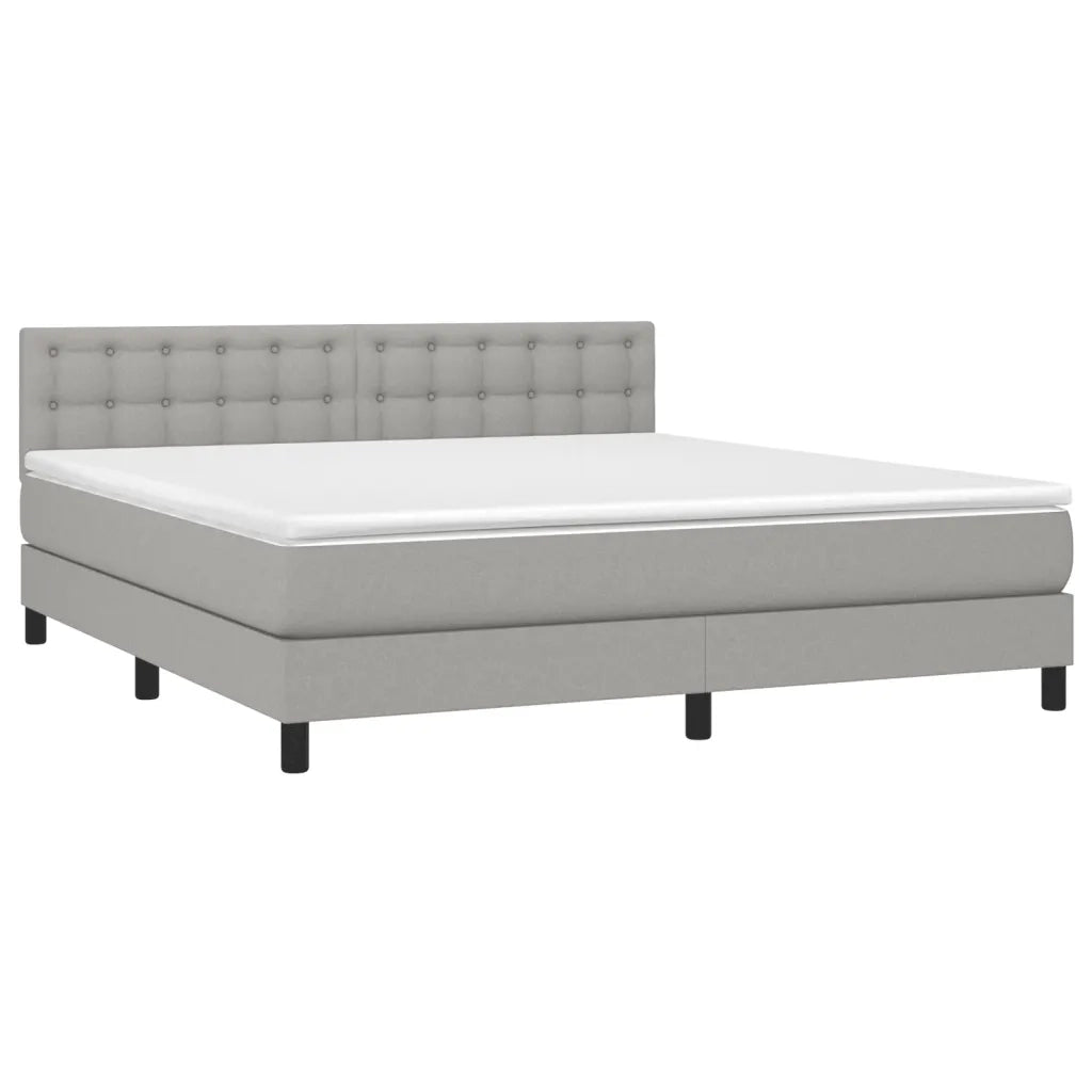 Letto a Molle Materasso e LED Grigio Chiaro 180x200 cm Tessuto 3133493