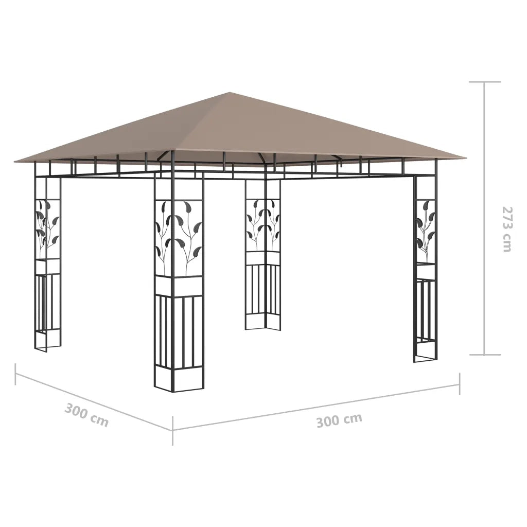Gazebo con Zanzariera Luci LED 3x3x2,73 m Grigio Talpa  cod mxl 60245