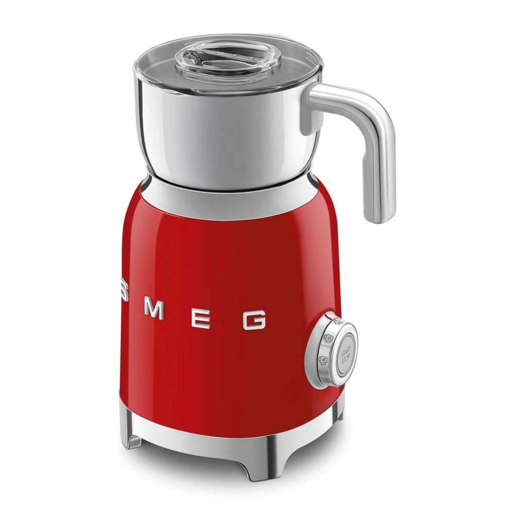 Smeg, montalatte multifunzione mff11rdeu, con sistema ad induzione, 6 programmi preimpostati, una funzione manuale, caraffa removibile da 600 ml, tappo misuratore, avvolgicavo integrato, 500w, rosso