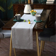 Tessuto di lino elegante, disegno laser tagliato, tovagliolo beige, arancione, verde, moka, grigio, opzionale (grigio, 35 x 180 cm)