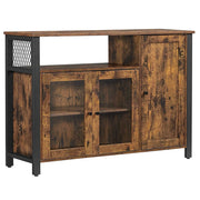 Mobile contenitore con credenza e armadio a 3 ante per sala da pranzo soggiorno cucina 110 x 33 x 75 cm stile industriale marrone 12_0006425