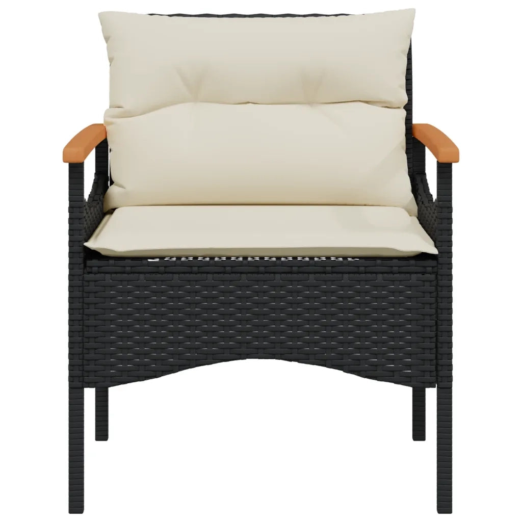 Set Divani da Giardino 3 pz con Cuscini in Polyrattan Nero 368404