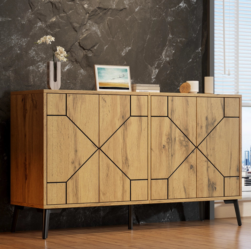 Sideboard moderno con 4 ante e 4 scomparti, 120 x 35 x 69 cm