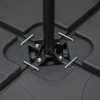 Base per Ombrellone Set 4 Pezzi in HDPE Riempibile con Acqua o Sabbia, 104x104x7.5 cm, Nera