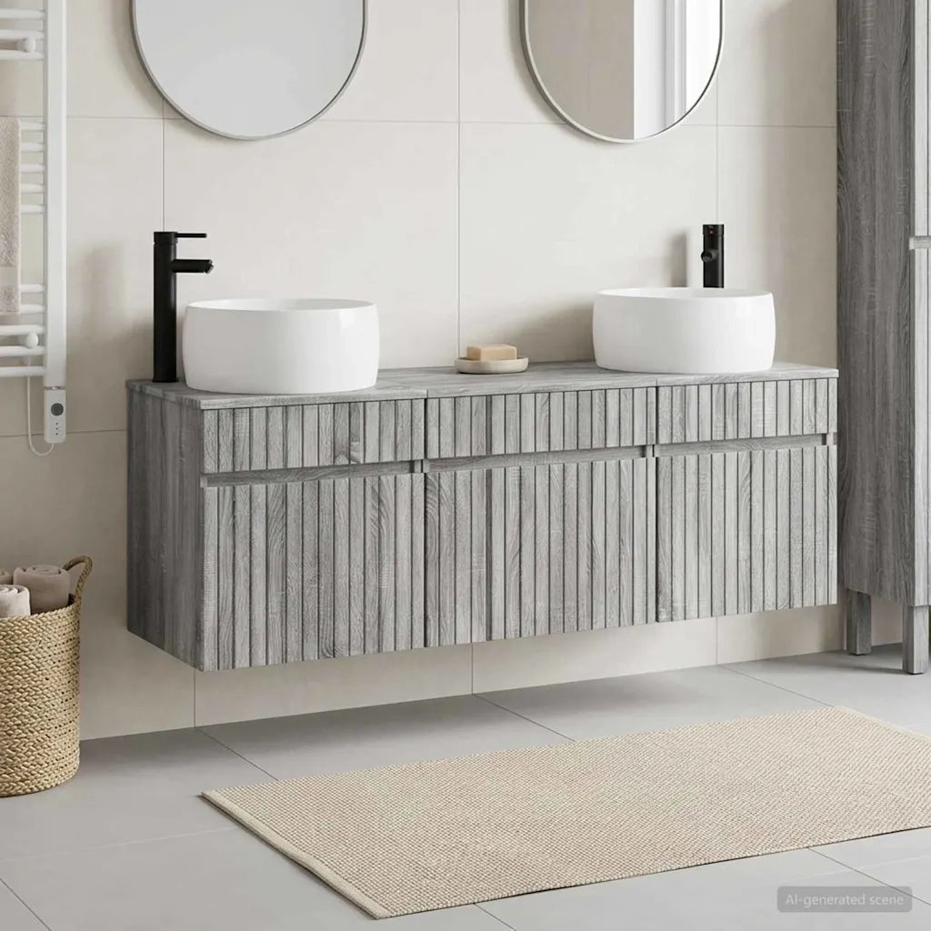 Set di Armadi da Bagno 3 pz Sonoma grigio 49 x 44,5 x 66 cm 3405773