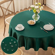 Tavolo Coprente a Rond Tavolo in Tela di Poliestere Verde, Φ140cm Coprenti da Tavolo Lavabili con Effetto Lotus, Impermeabili all'Acqua, Resistenti ai Graffi per Casa, Matrimoni, Feste