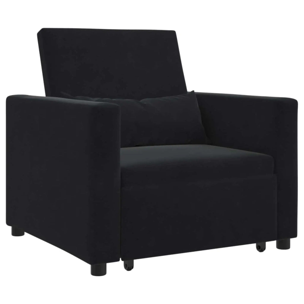 Divano letto | Sof¨¤ letto | Letto singolo estraibile singolo con ruote Nero Velluto