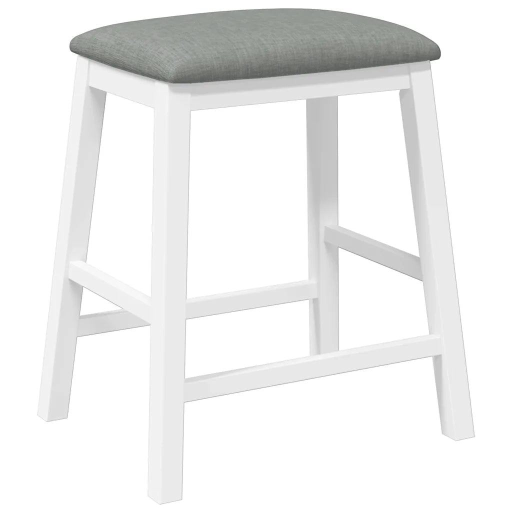 Sedie da Bar con Cuscini 2 pz Bianco Legno Massello di Hevea 4102580
