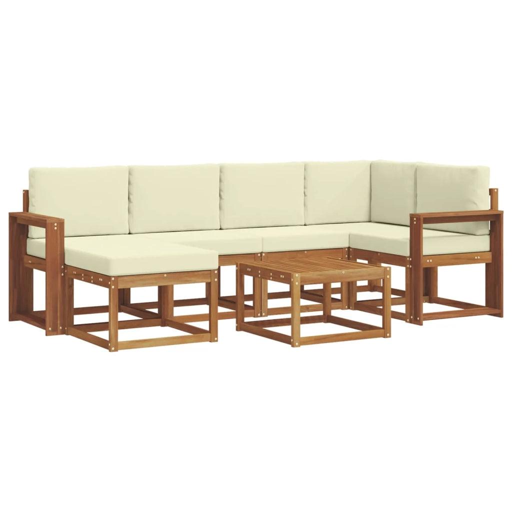 Set di divani da esterno con cuscino 7 pcs Naturale e Crema 3366678