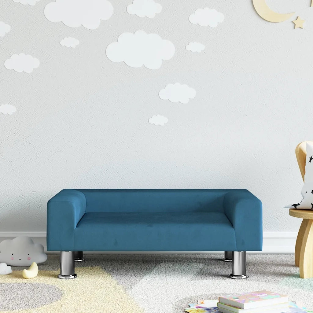 Divano per Bambini-Sofa-Divanetto Blu 70x45x26,5 cm in Velluto