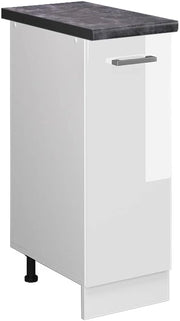 Armadio cucina dispensa alto R-Line, Bianco lucido, 30 cm, PL Antracite, per la libera combinazione all'interno di sistemi cucina modulari
