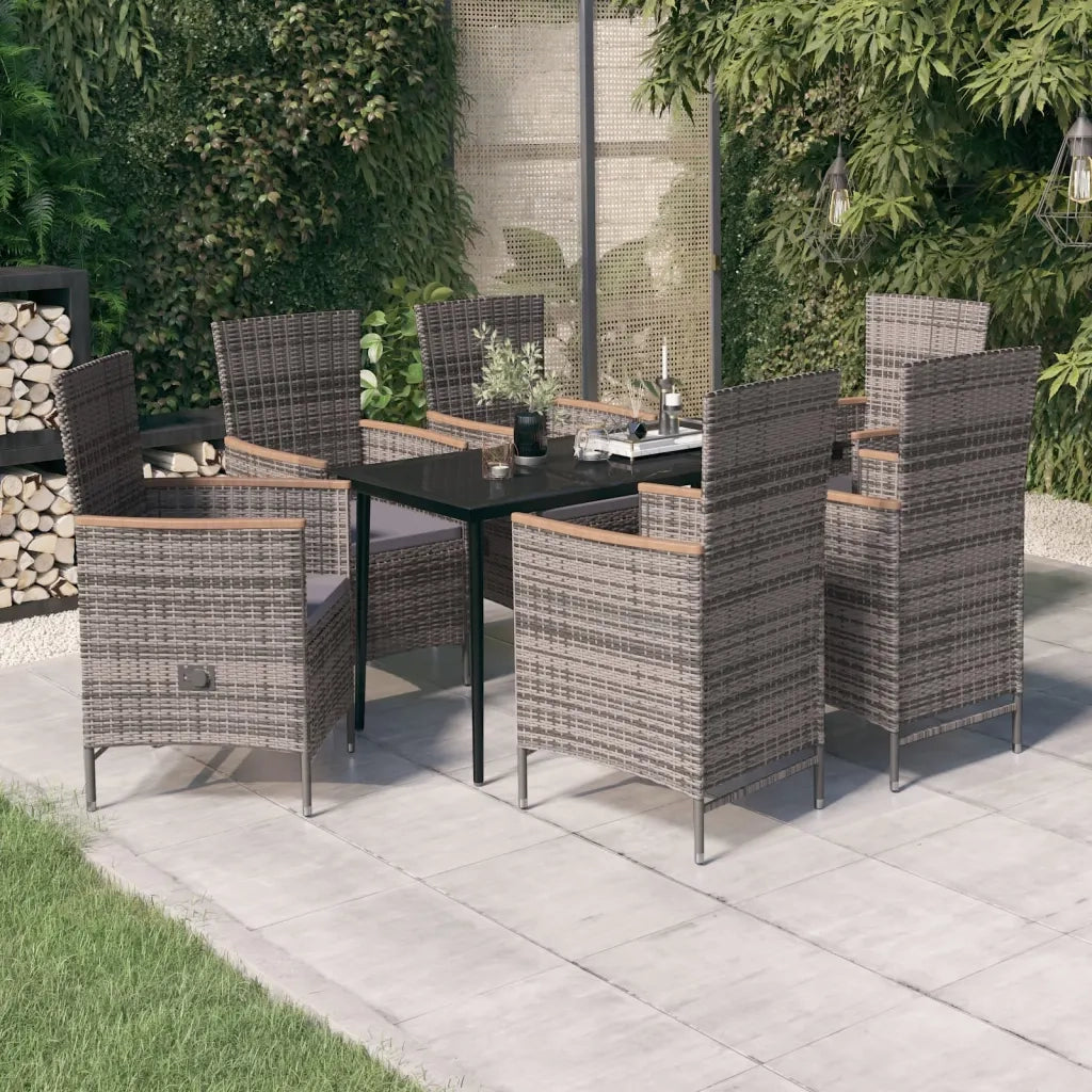 Set Mobili da Pranzo per Giardino 7 pz con Cuscini Grigio cod mxl 42157