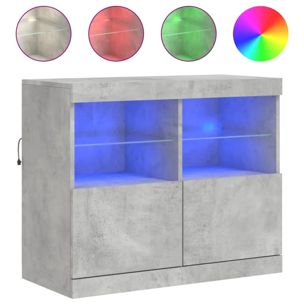 Credenza con Luci LED Grigio Cemento 81x37x67 cmcod mxl 134283
