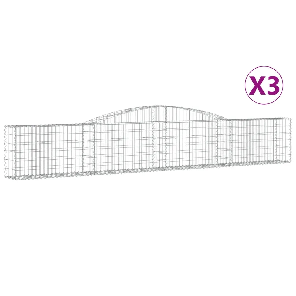 Cesti Gabbioni ad Arco 3 pz 400x30x60/80 cm Ferro Zincato 3146841