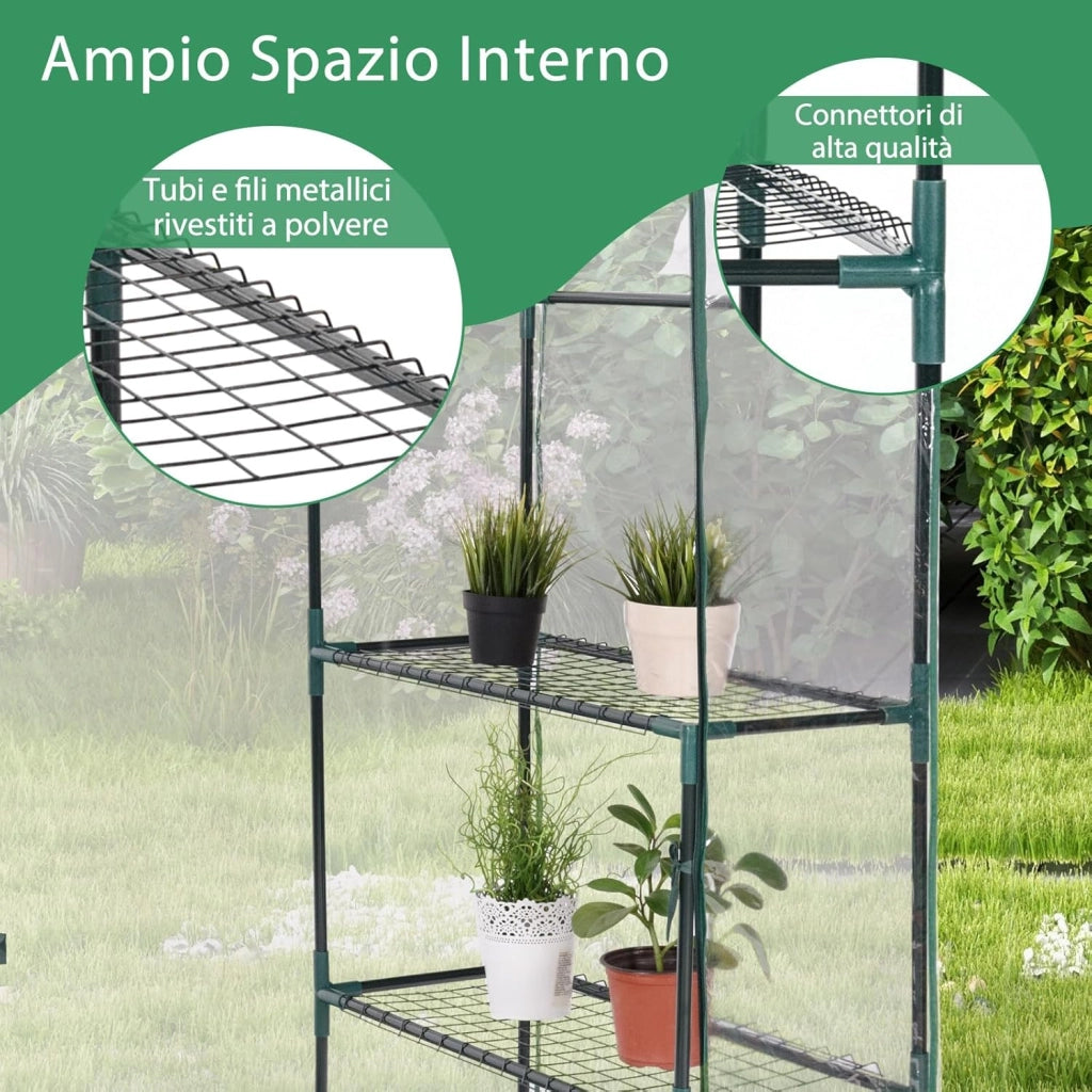 Serra da Giardino per Orto e Piante Inverno, Serra da Esterno con Telaio in Alluminio, Porta Avvolgibile e Telo Trasparente, Serra Robusta per Giardino e Balcone, 143 x 73 x 195 cm