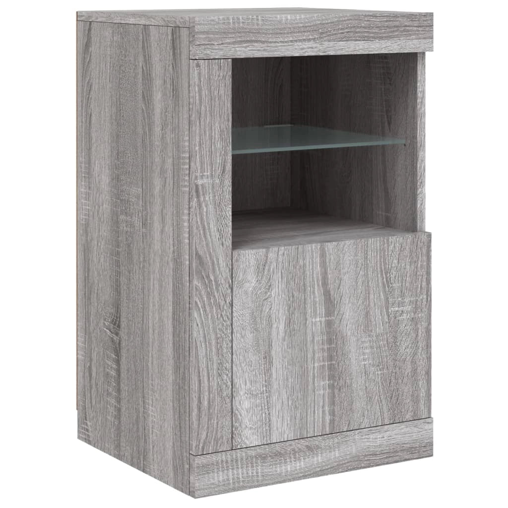 Buffet credenza cassettiera armadio mobile contenitore organizer per cucina soggiorno salotto con luci LED Sonoma 123 x 37 x 67 cm grigio 02_0030051