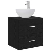 Mobiletto con Lavabo | Armadio Lavabo a Parete Rovere Nero 49,5 x 35 x 63 cm