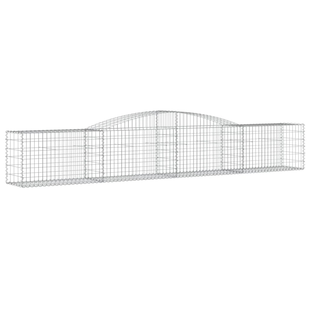 Cesto gabbione recinzione a gabbia muro di contenimento ad arco 400 x 50 x 60/80 cm ferro zincato argento 02_0040100