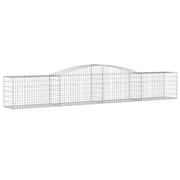 Cesto gabbione recinzione a gabbia muro di contenimento ad arco 400 x 50 x 60/80 cm ferro zincato argento 02_0040100