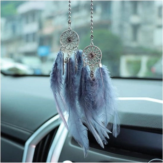 Specchio Retrovisore Decorativo da Appendere Cattura Sogni Decorazione Interna Pendente per Donne (Grigio)