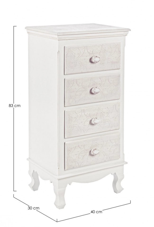Cassettiera MDF Impiallacciato Bianco Stile Classico da Interno - ALBINE