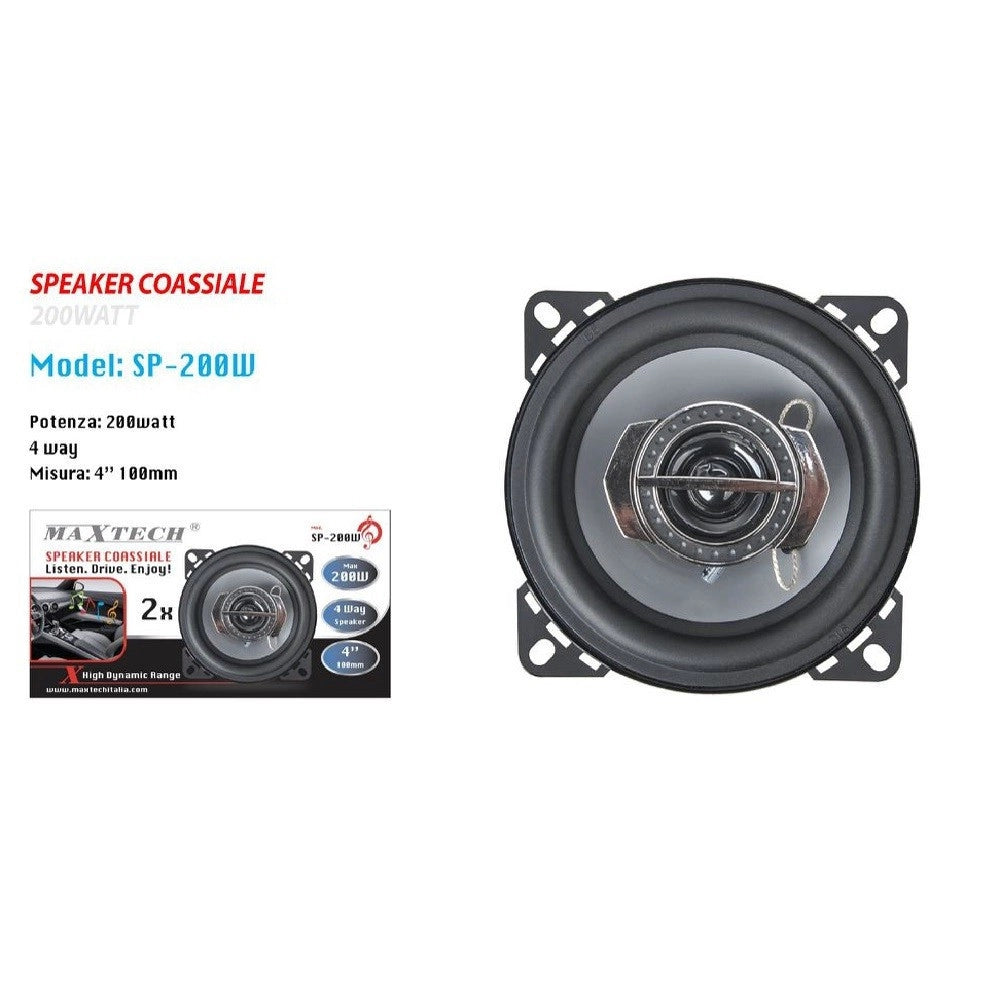 Trade Shop - Casse Per Auto 200w Audio Volume Speaker Coassiale Musica 4 Vie Maxtech Sp-200w -
