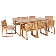 Set da pranzo rustico a 8 posti in legno d'acacia certificato resistente agli agenti atmosferici dal design classico