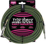 Cavo di assemblaggio per strumenti musicali - nero/verde intrecciato - 305 m (10ft) - rettilineo/accartocciato