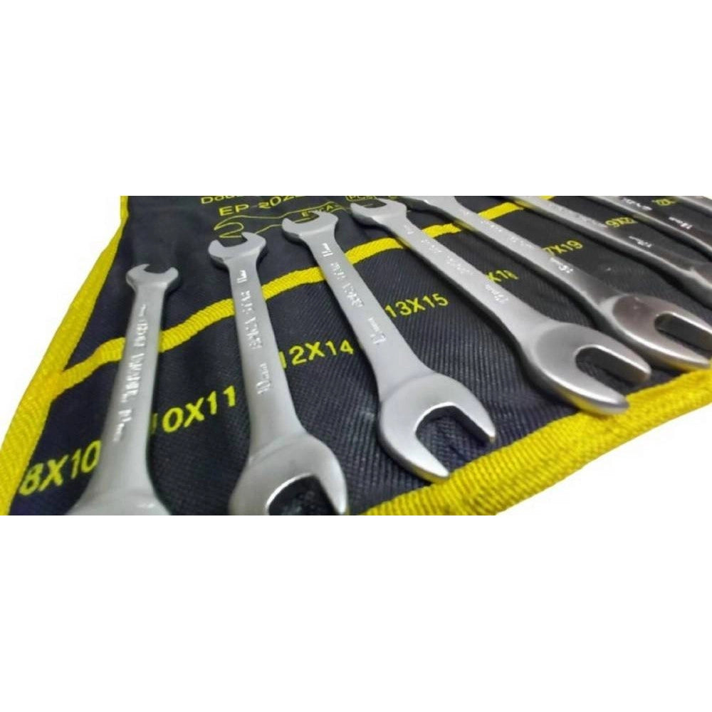Trade Shop - Set Serie Da 8 Pezzi Chiavi Fisse 8-24 Mm A Forchetta Doppie Crome Vanadium -