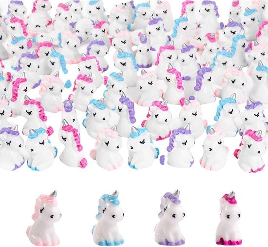 Decorazioni per acquario 48 pezzi - Mini figure di unicorno - Accessori per poppenhuis - Decorazioni per giardino - Decorazioni per festa di compleanno - Miniature per decorazione di acquario