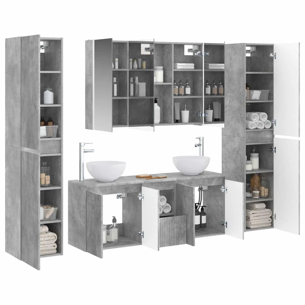 Set di mobili per il bagno 6 pcs Grigio Cemento 3407218