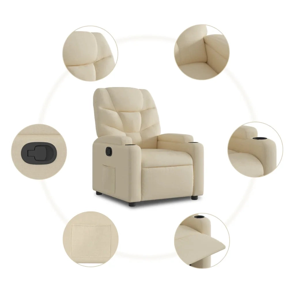 Divano Sedia-Poltrona Reclinabile in Tessuto Crema 976692