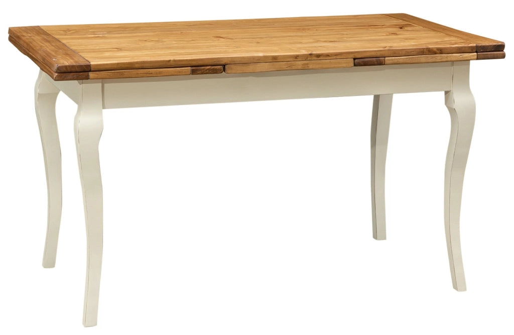 Biscottini Tavolo allungabile Country legno massello di tiglio struttura bianca anticata piano naturale Made in Italy