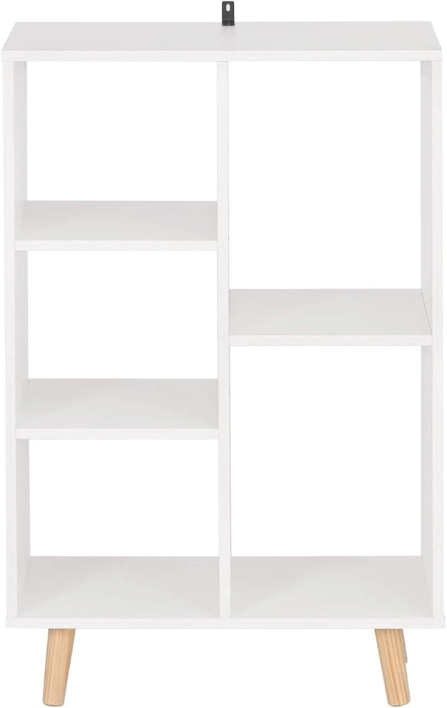Libreria da Parete con 5 Vani Portaoggetti a Giorno, Scaffale Moderno Autoportante Salvaspazio per Soggiorno, Camera da Letto, Ufficio, Bianco, 60x95x30cm, SK011ws