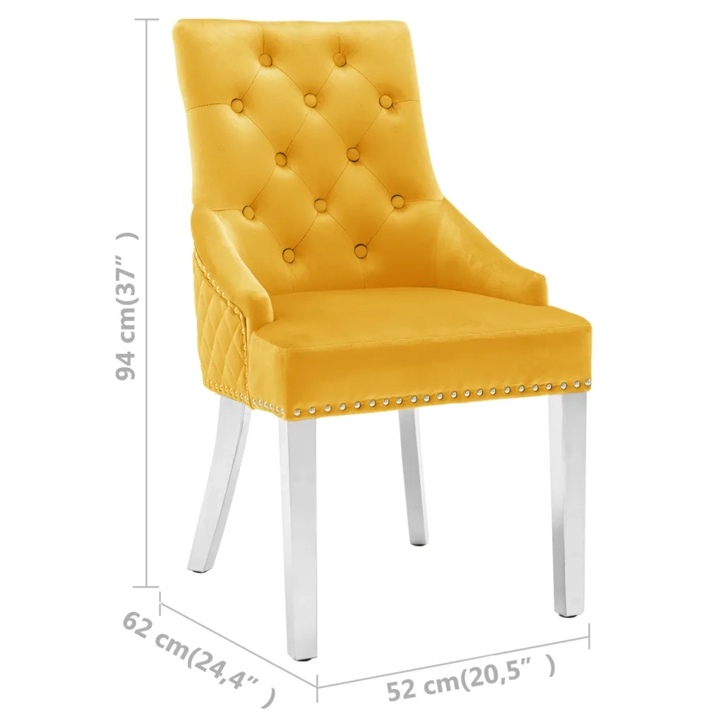 Sedie da Pranzo 2 pz Giallo in Velluto