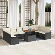 Set di divani da giardino  11 pezzi con cuscini Rattan PE Nero