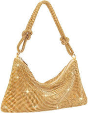 Borsa Clutch con Glitter, Borsa da sera Argento, Borsa a Tracolla con Diamanti Tasca con Raccordo, Borsa con Strass Portafoglio a Tracolla per Feste Tempo libero (A-Argento)